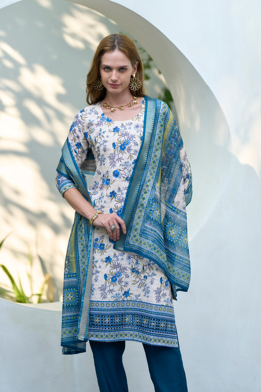 Pinkpatti Cotton Kurta with Trouser & Linen Dupatta