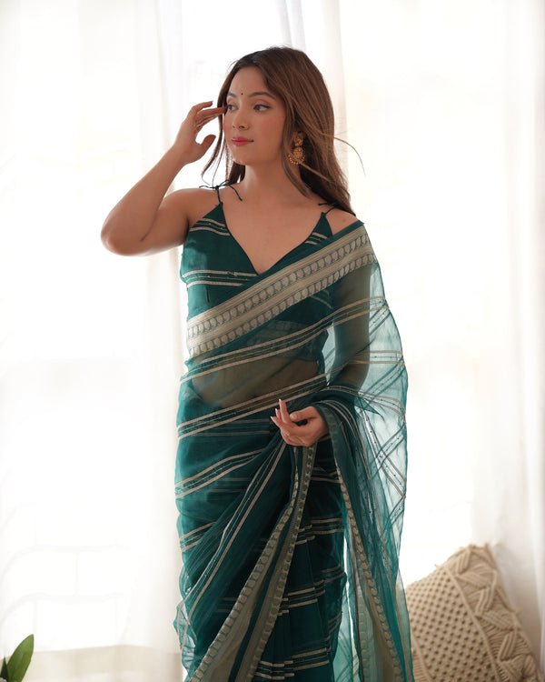 Pure Organza Zari Border Designer Saree