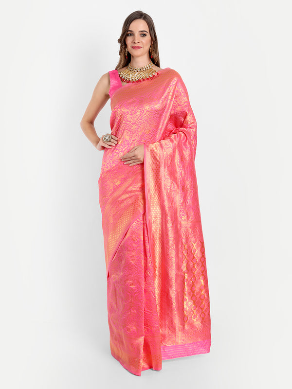 Aspora Women's Banarasi Art Silk with Blouse Piece (Wedding Saree )