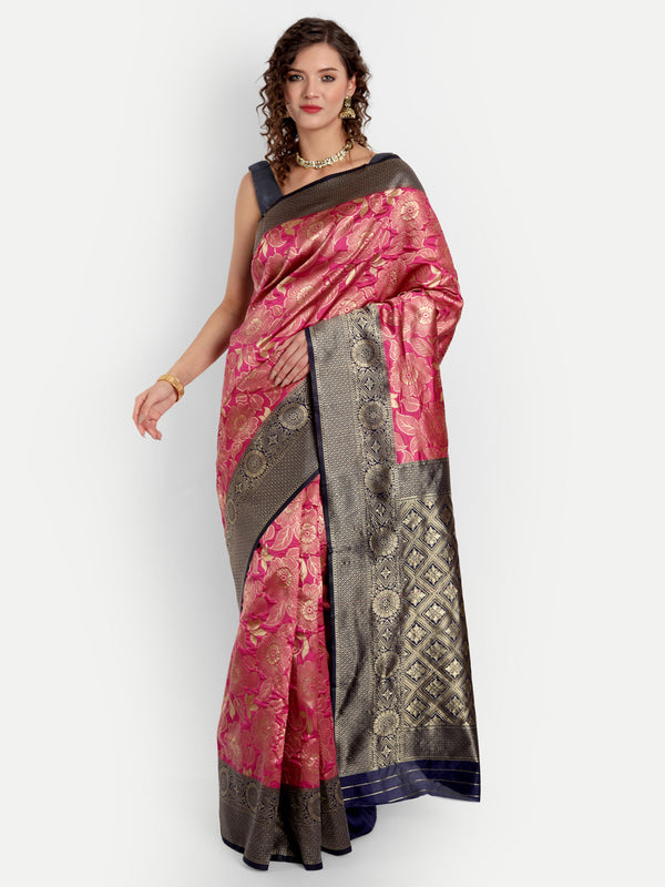 Aspora Women's Banarasi Art Silk with Blouse Piece (Wedding Saree D254_)