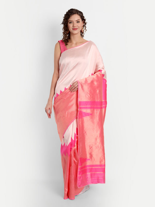 Aspora Women's Banarasi Art Silk with Blouse Piece (Wedding Saree D210_Peach Rani)