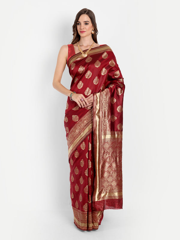 Aspora Women's Banarasi Art Silk with Blouse Piece (Wedding Saree D302)