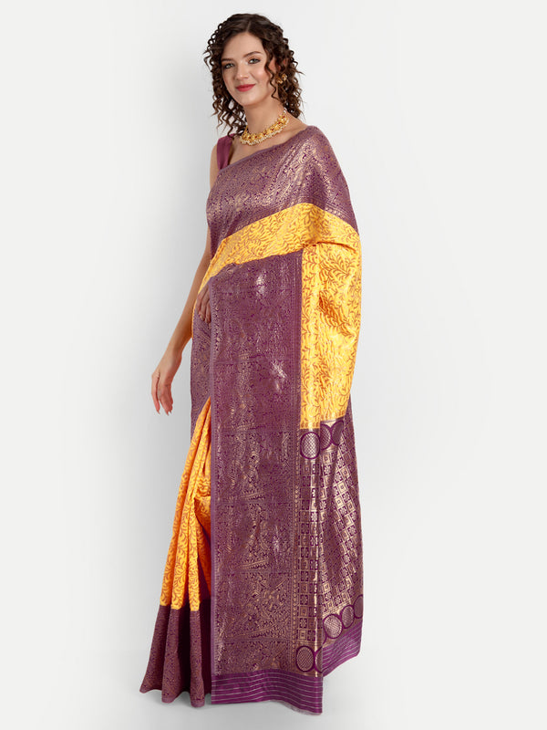 Aspora Women's Banarasi Art Silk with Blouse Piece (Wedding Saree)